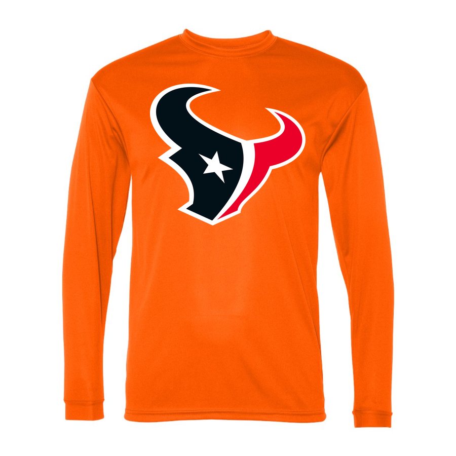 Men's Houston Texans Polyester Long Sleeve T-Shirt - Safety Orange
