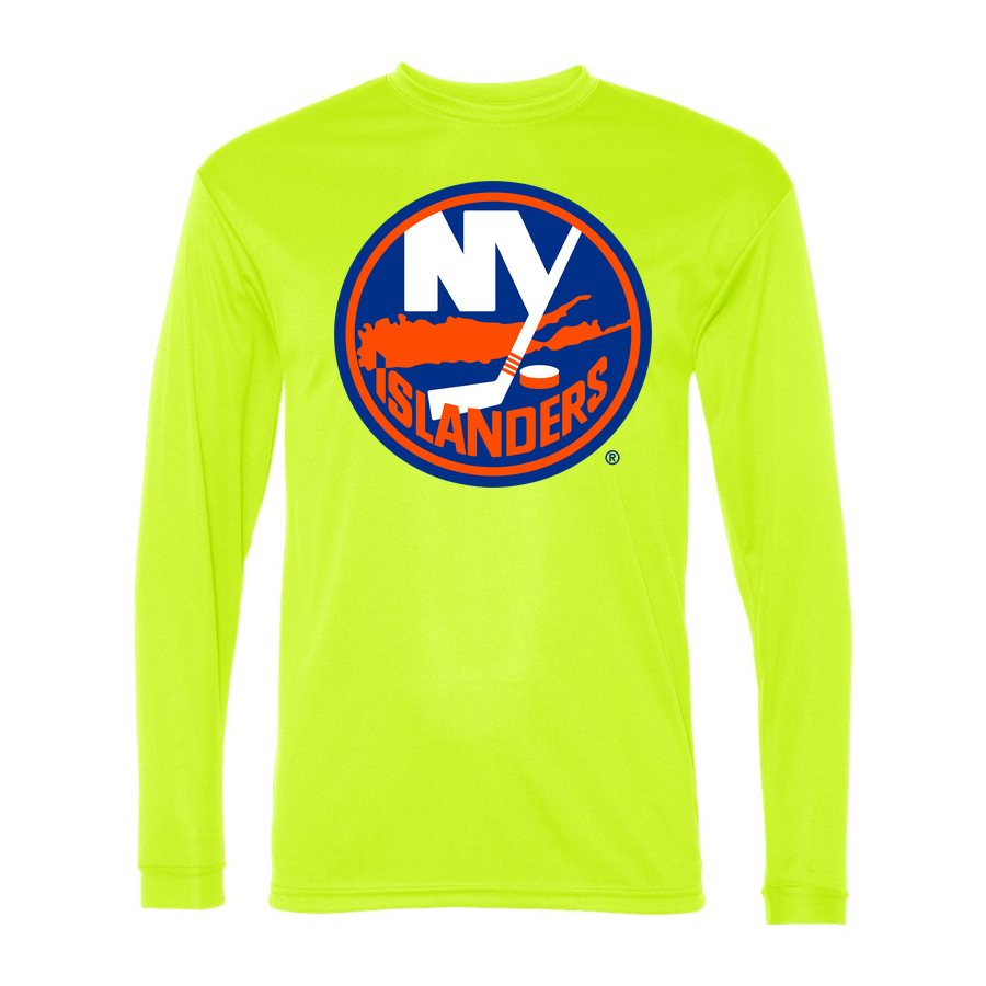 Men's New York Islanders Polyester Long Sleeve T-Shirt - Safety Yellow