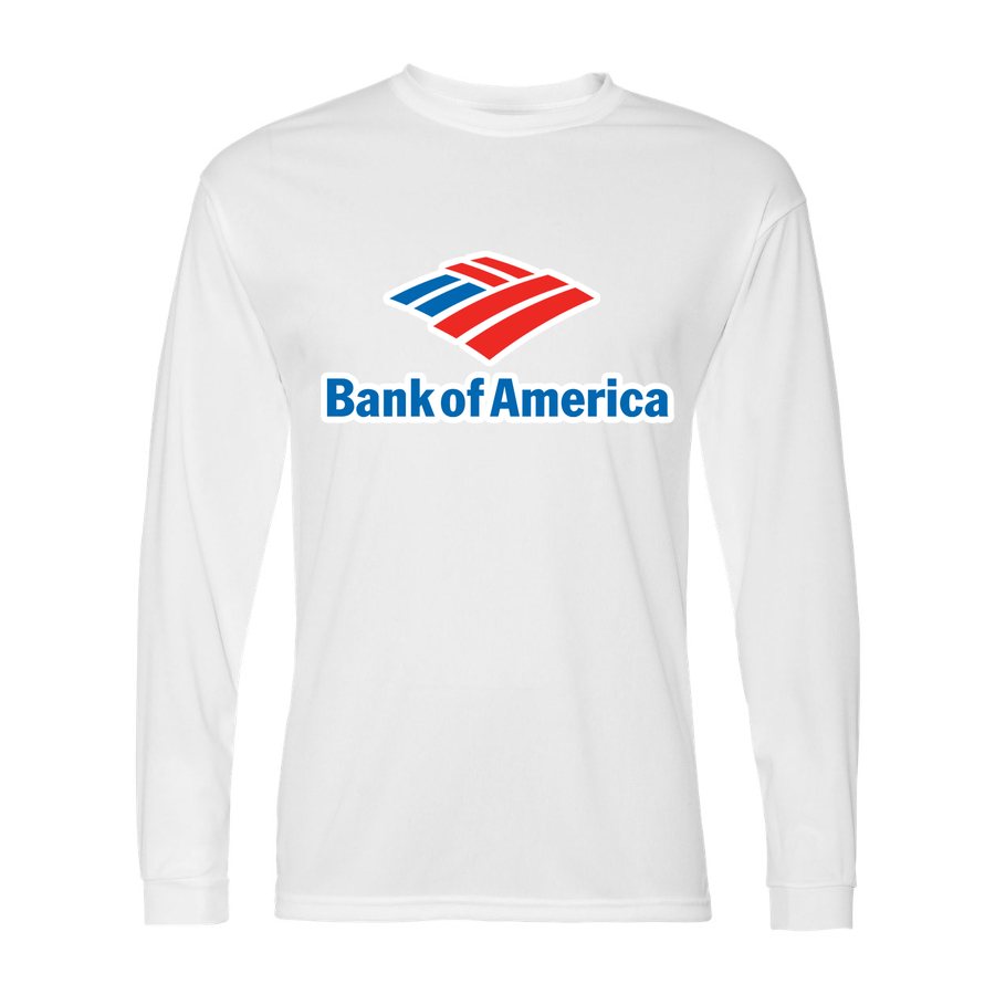 Men's Bank of America Polyester Long Sleeve T-Shirt - White