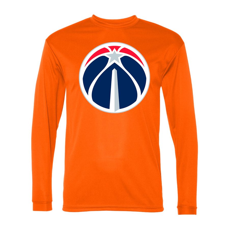 Men's Washington Wizards Polyester Long Sleeve T-Shirt - Safety Orange