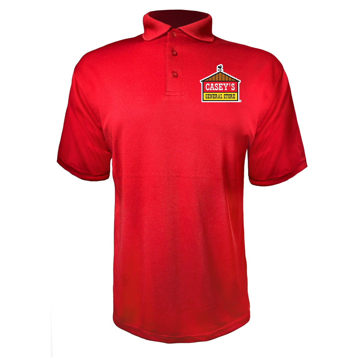 Caseys General Stores men's polyester polo in Red