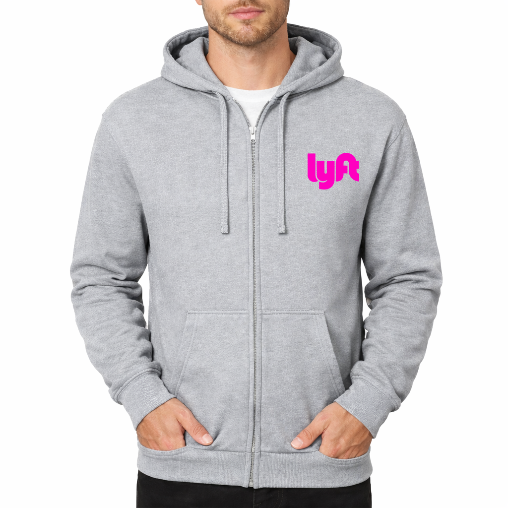 Lyft pink Zipper Hoodie - Grey