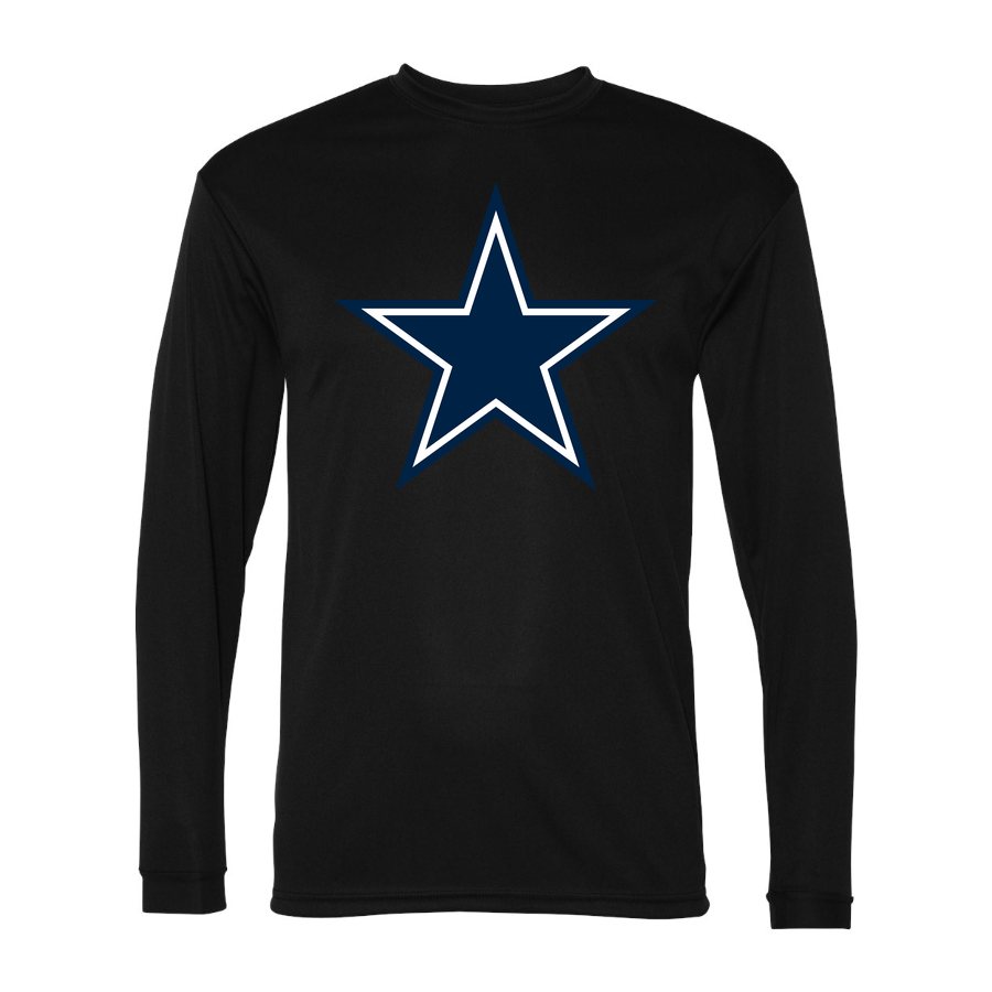 Men's Dallas Cowboys Polyester Long Sleeve T-Shirt - Black
