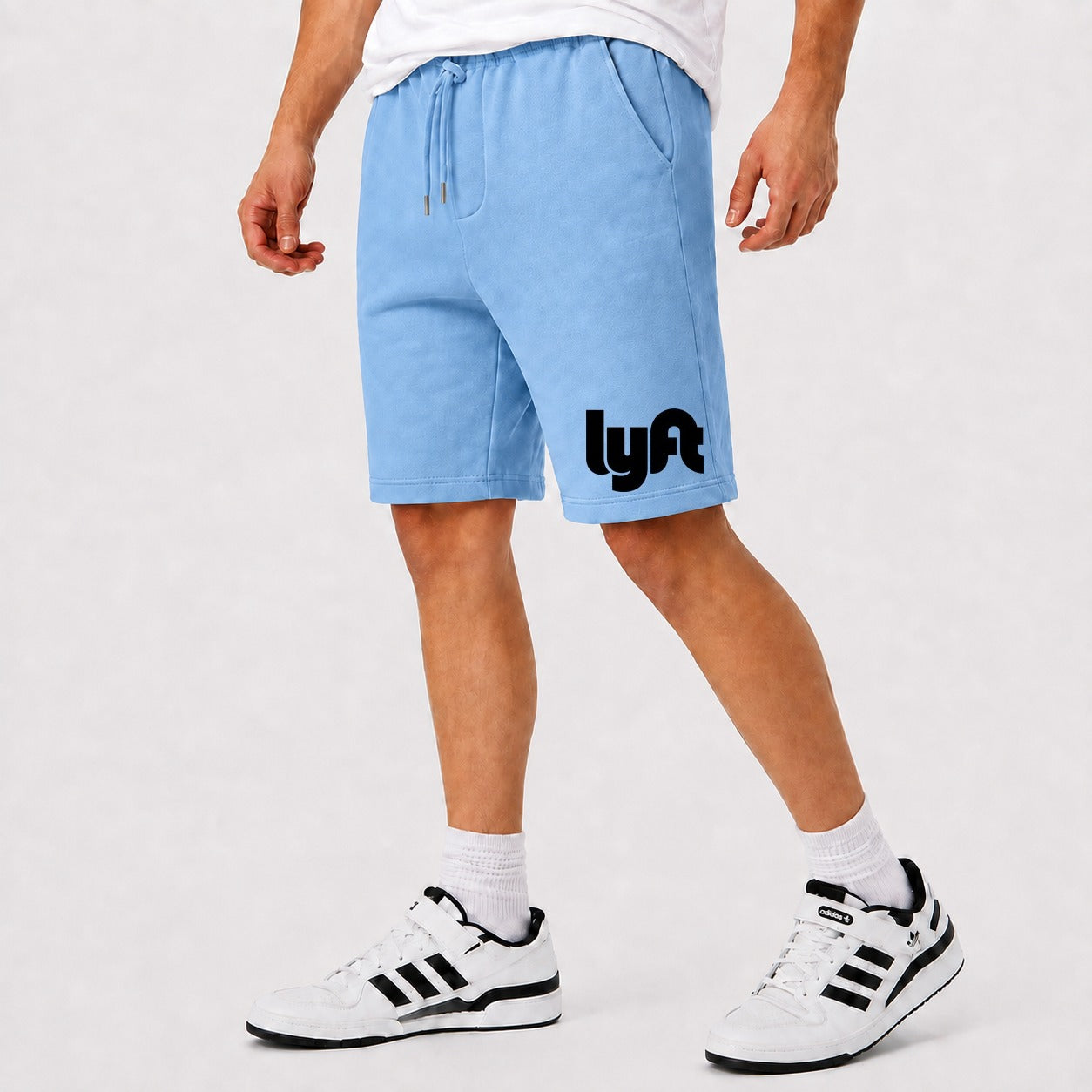 Men's Lyft Black Cotton Shorts - Sky Blue