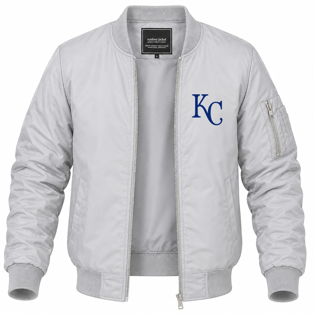 Men's Kansas City Royals Lightweight Bomber Jacket - Gray