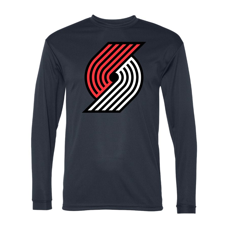 Men's Portland Trail Blazers Polyester Long Sleeve T-Shirt - Navy