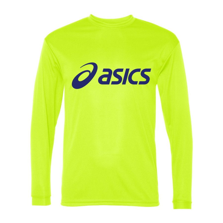 Men's Asics Polyester Long Sleeve T-Shirt - Safety Yellow