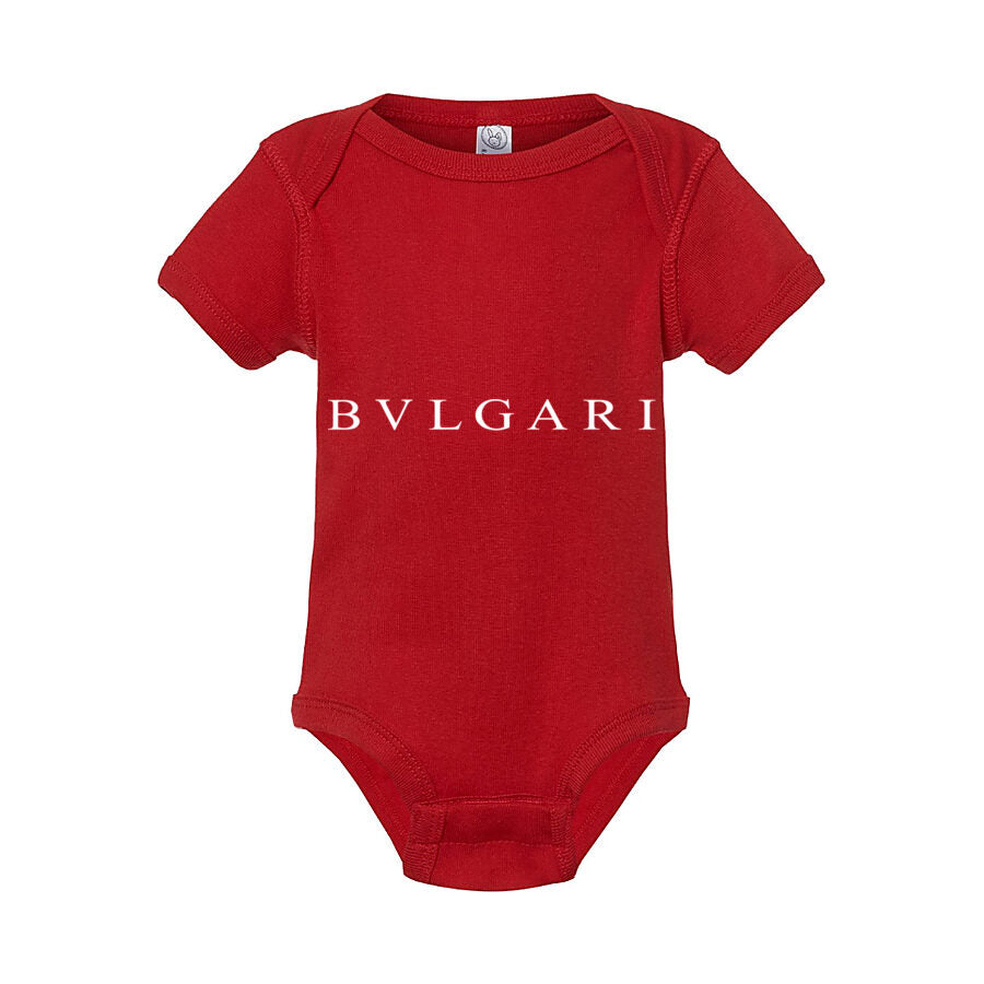 BVLGARI White Logo Baby Romper Onesie - Red