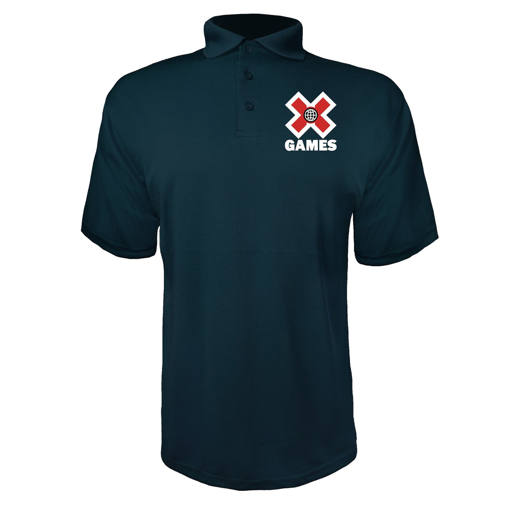 X Games logo White Navy polyester polo
