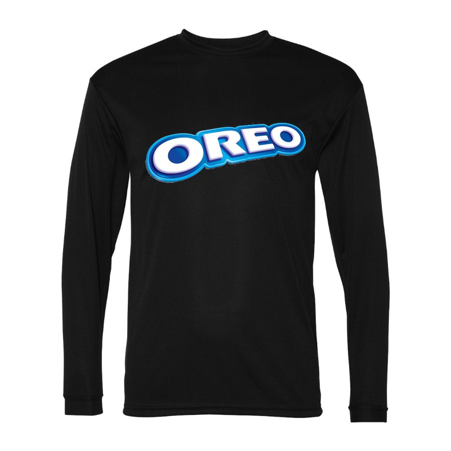 Men's Oreo food Polyester Long Sleeve T-Shirt - Black