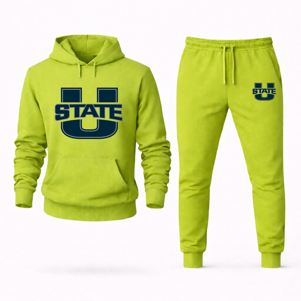 Utah State Aggies Hoodie and Joggers Set - Lime Green
