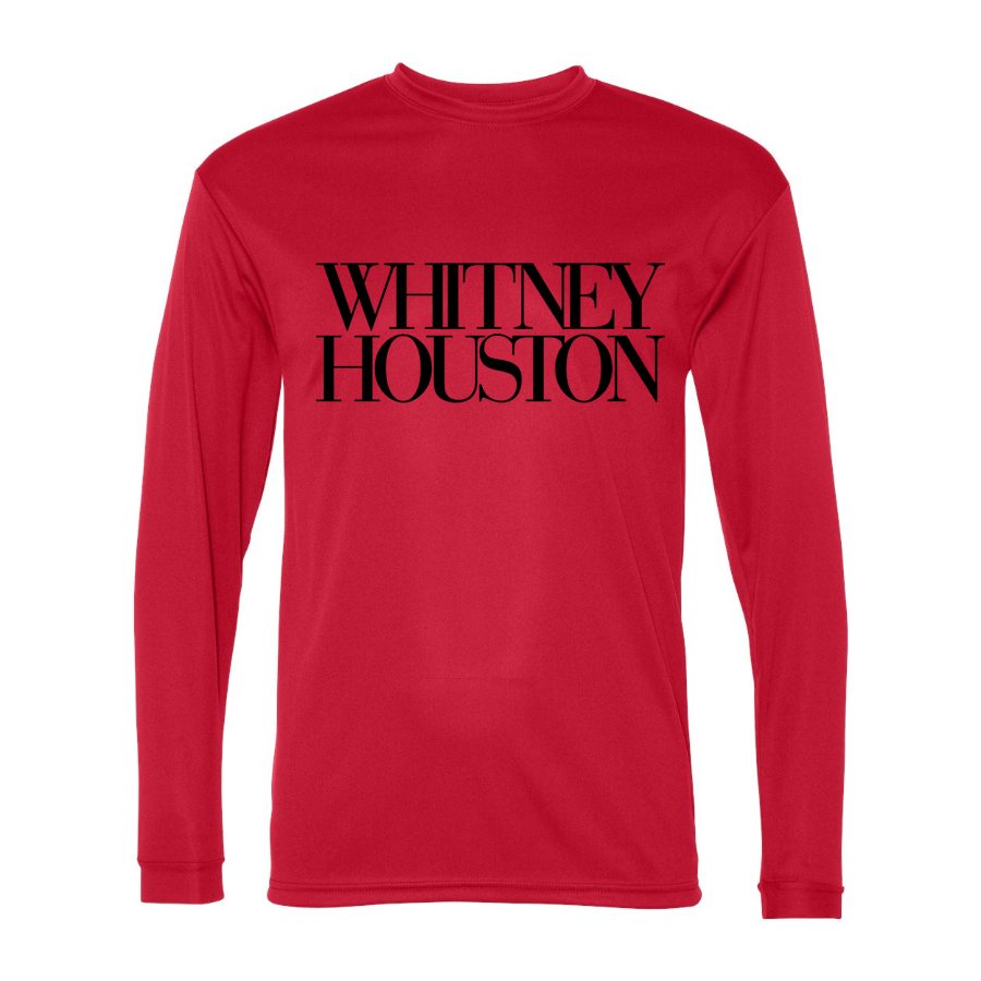 Men's Whitney Houston Polyester Long Sleeve T-Shirt - Red