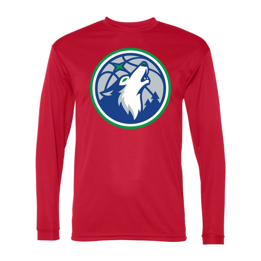 Men's Minnesota Timberwolves Polyester Long Sleeve T-Shirt - Red