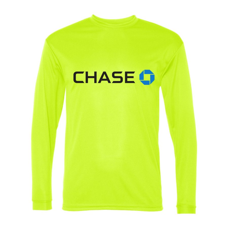 Men's Chase Black Logo Polyester Long Sleeve T-Shirt - Safety Yellow