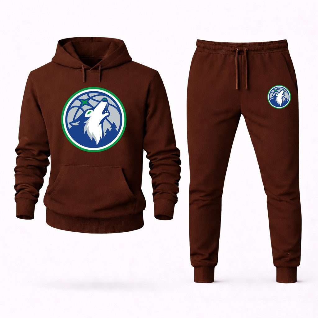 Minnesota Timberwolves Hoodie and Joggers Set - Brown