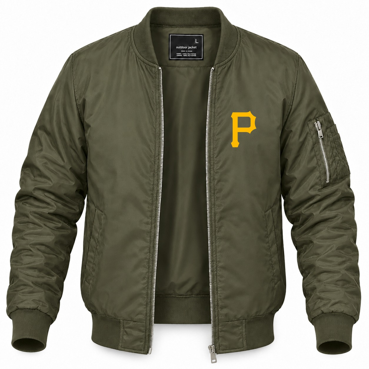 Men's Pittsburgh Pirates Lightweight Bomber Jacket - Army Green