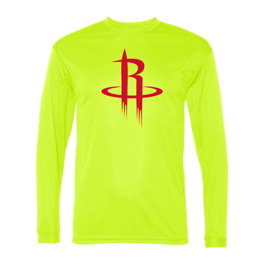 Men's Houston Rockets Polyester Long Sleeve T-Shirt - Safety Yellow