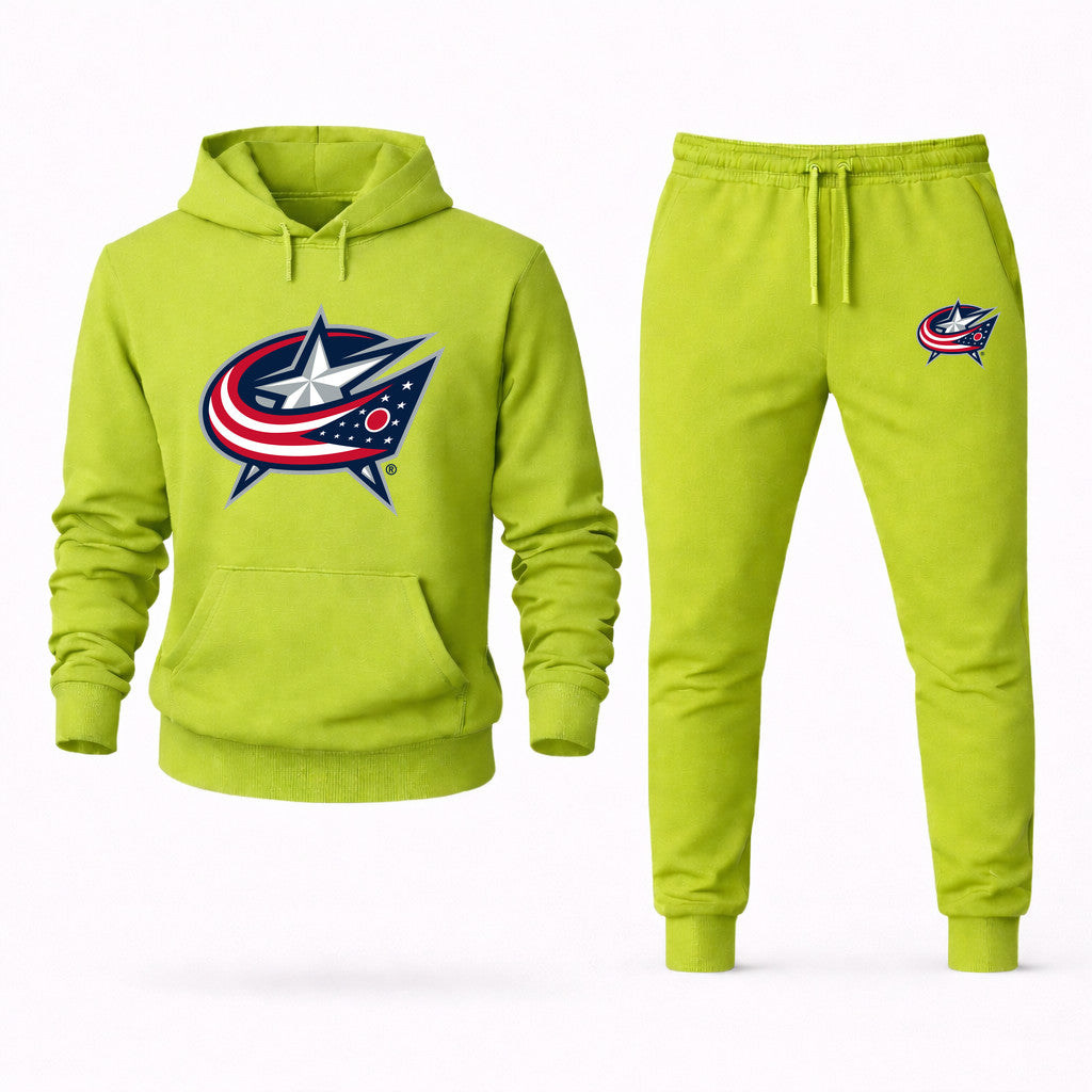 Columbus Blue Jackets Hoodie and Joggers Set - Lime Green