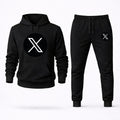 Twitter X Hoodie and Joggers Set - Black