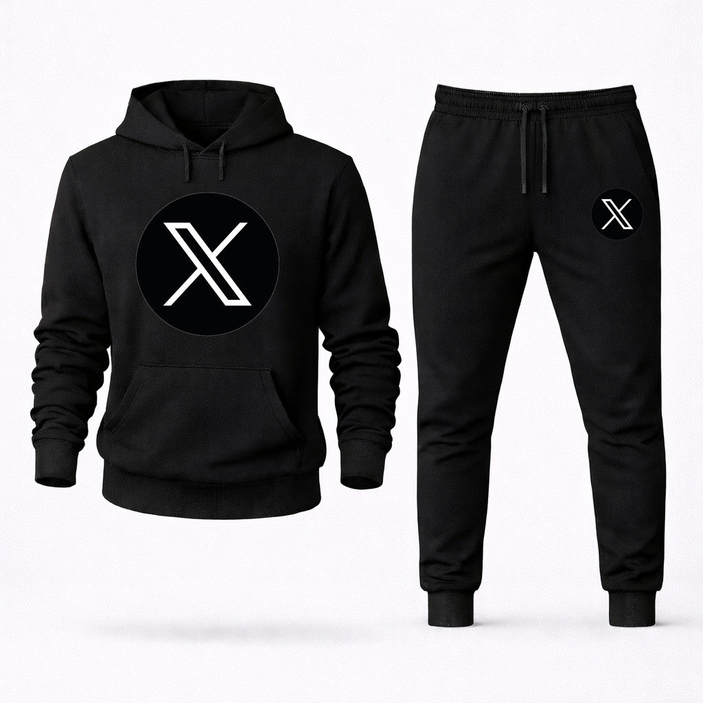 Twitter X Hoodie and Joggers Set - Black