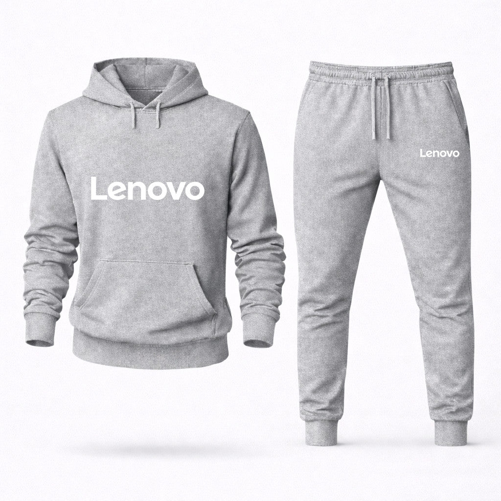 Lenovo White Hoodie and Joggers Set - Grey