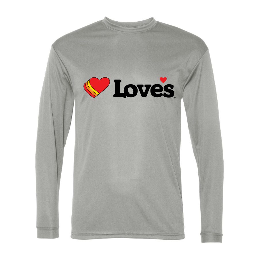 Men's Loves Travel Stops Polyester Long Sleeve T-Shirt - Silver