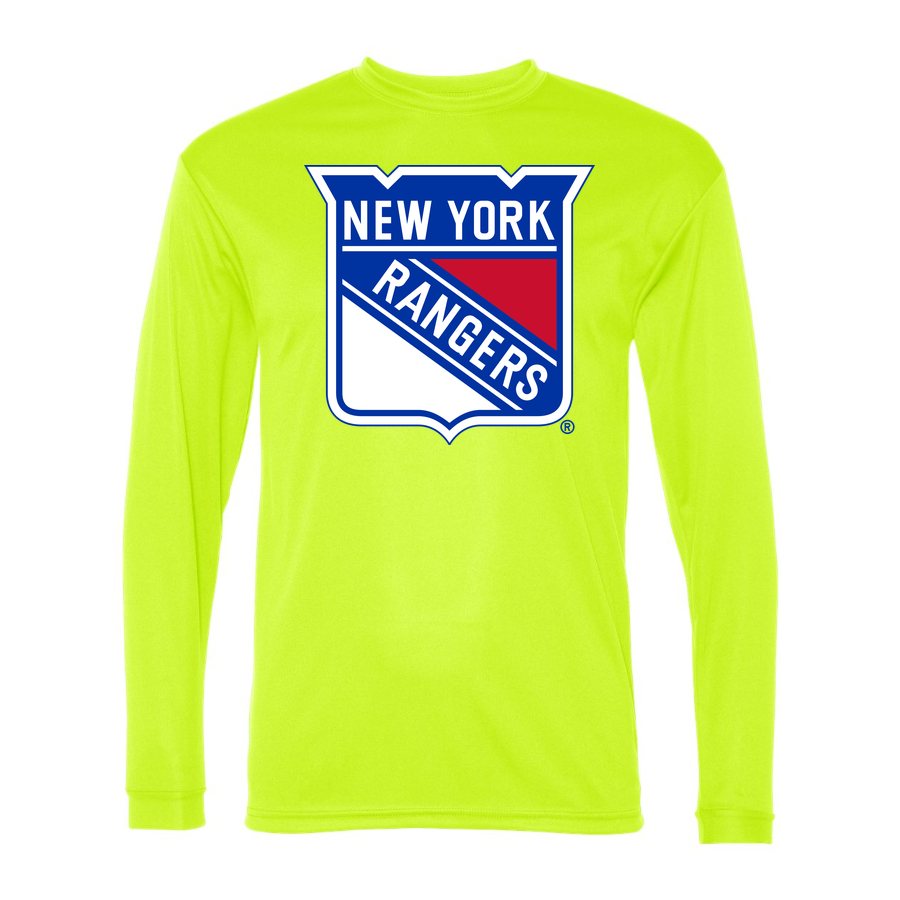 Men's New York Rangers Polyester Long Sleeve T-Shirt - Safety Yellow