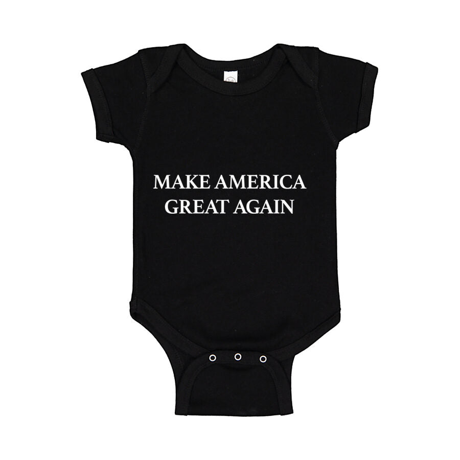 Make America Great Again White Logo Baby Romper Onesie - Black
