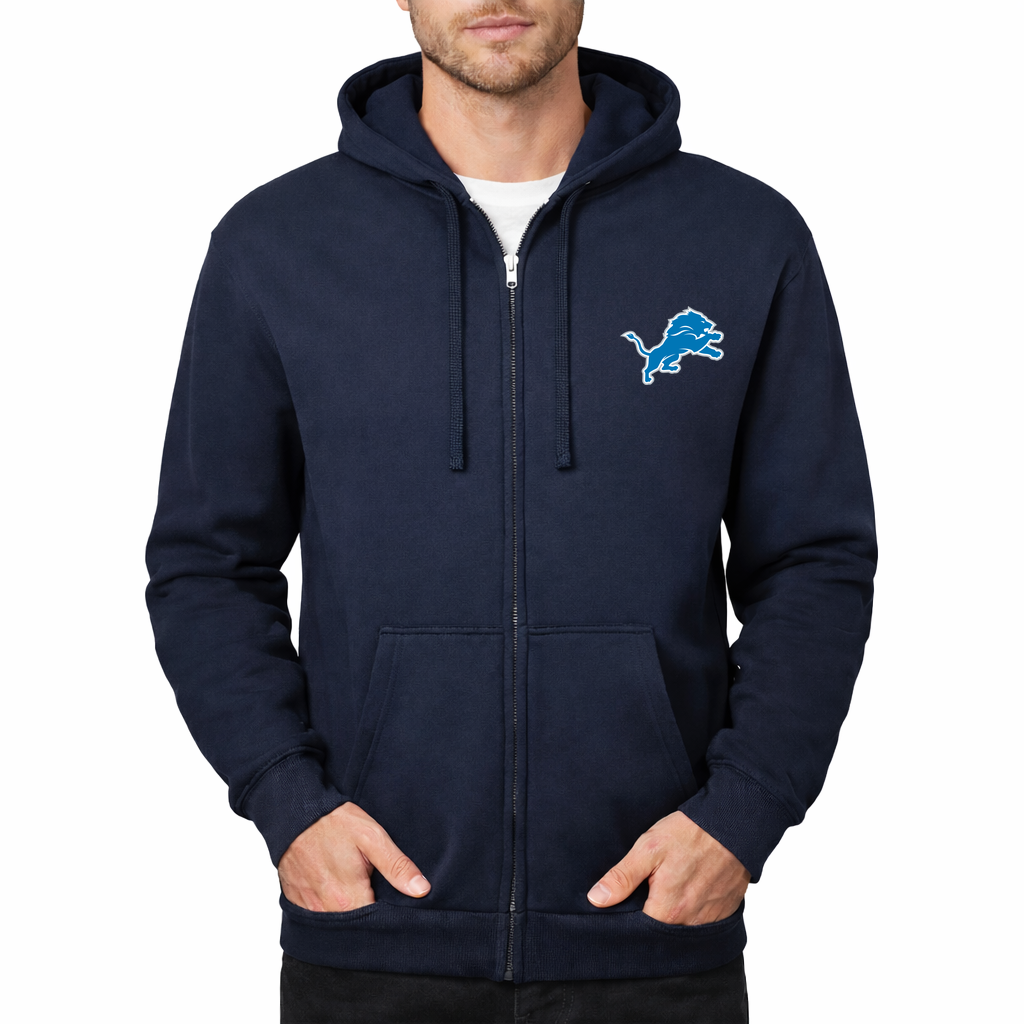 Men's Detroit Lions Zipper Hoodie - Navy