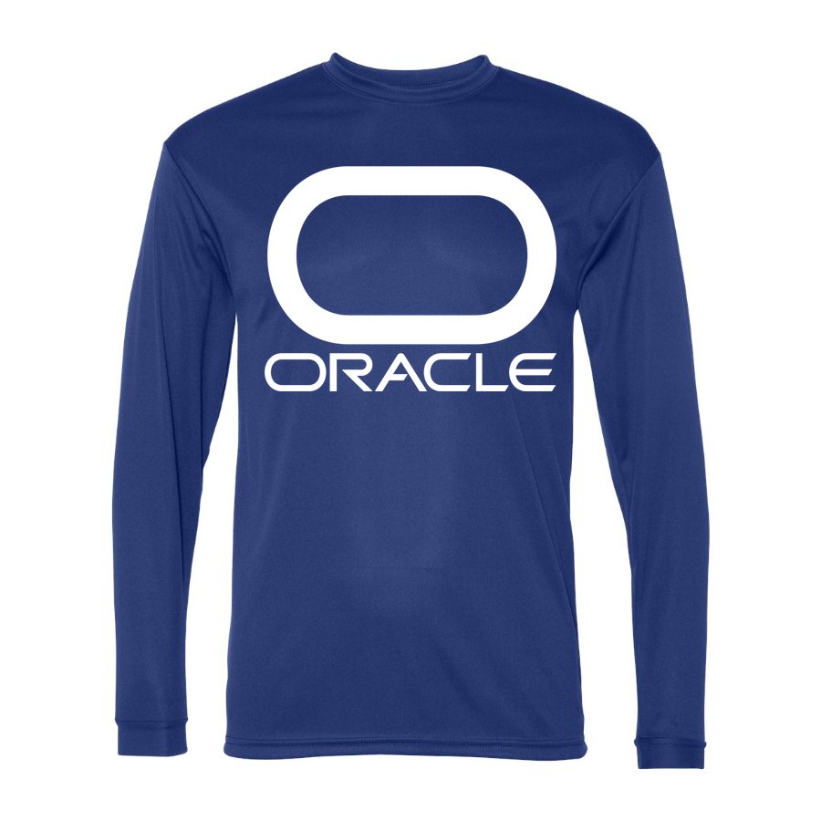 Men's Oracle White Logo Polyester Long Sleeve T-Shirt - Royal Blue