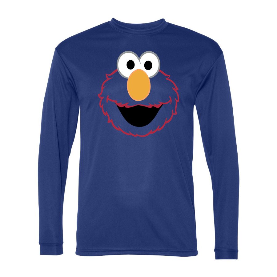 Men's Elmo Face Polyester Long Sleeve T-Shirt - Royal Blue
