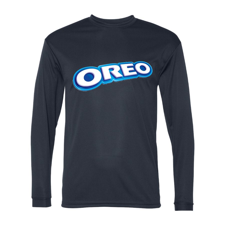 Men's Oreo food Polyester Long Sleeve T-Shirt - Navy