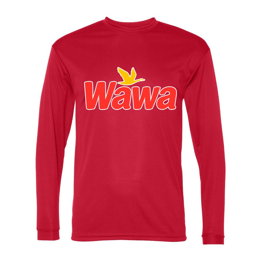Men's Wawa Gas Station Polyester Long Sleeve T-Shirt - Red