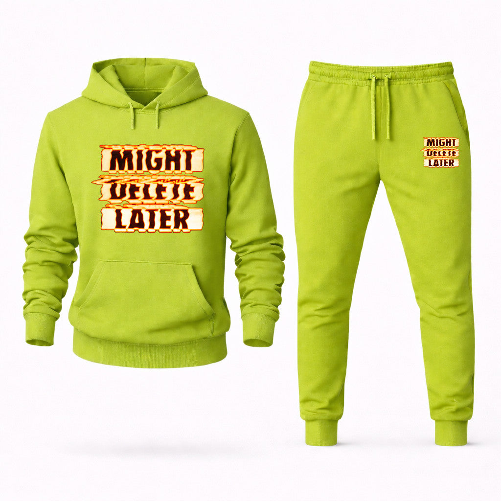 Might Delete Later Hoodie and Joggers Set - Lime Green