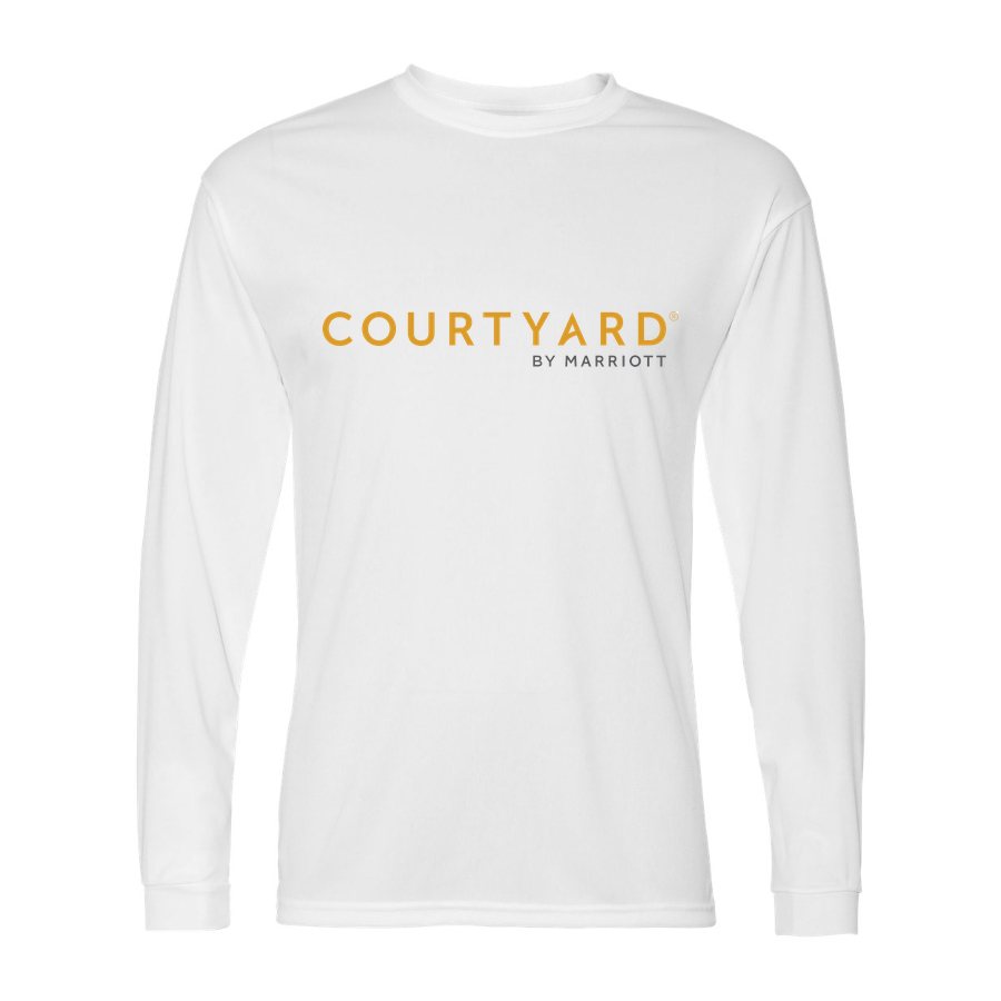 Men's Courtyard Polyester Long Sleeve T-Shirt - White