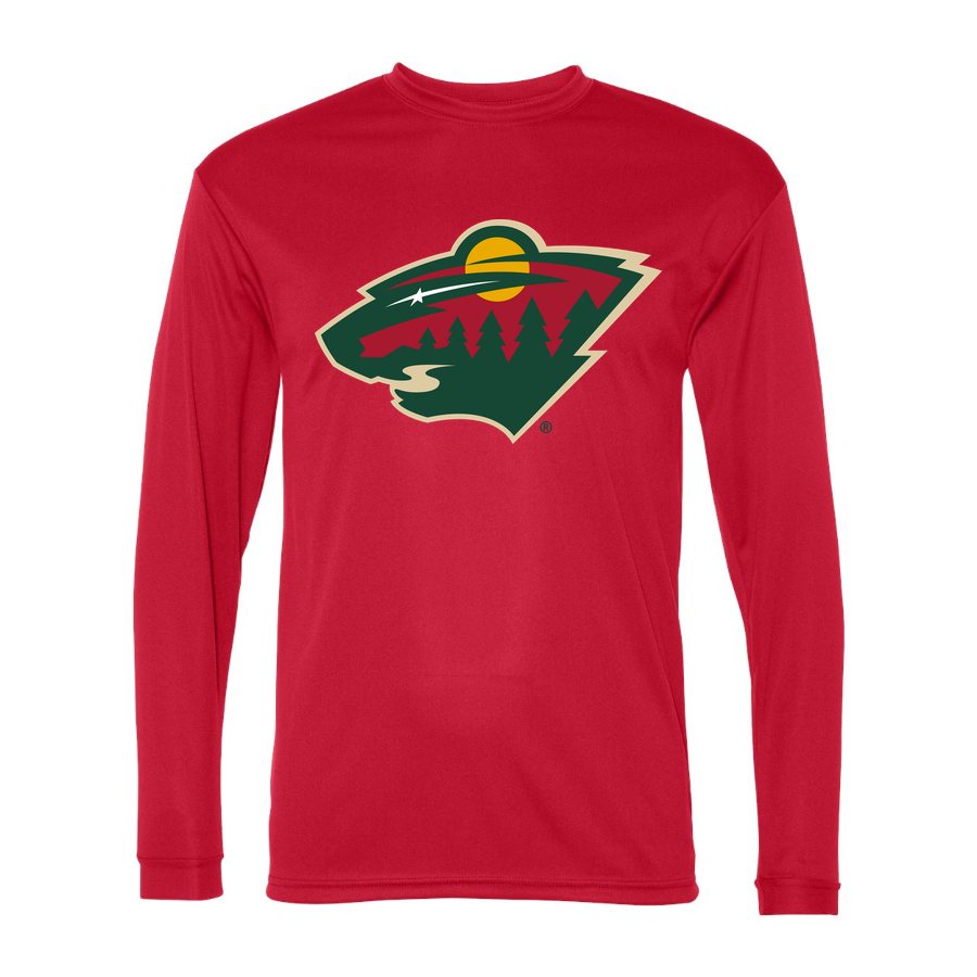Men's Minnesota Wild Polyester Long Sleeve T-Shirt - Red