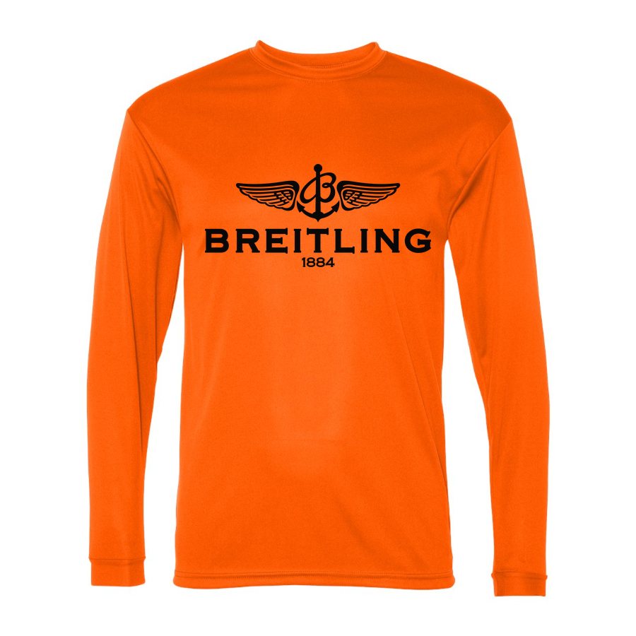 Men's Breitling 1 Polyester Long Sleeve T-Shirt - Safety Orange