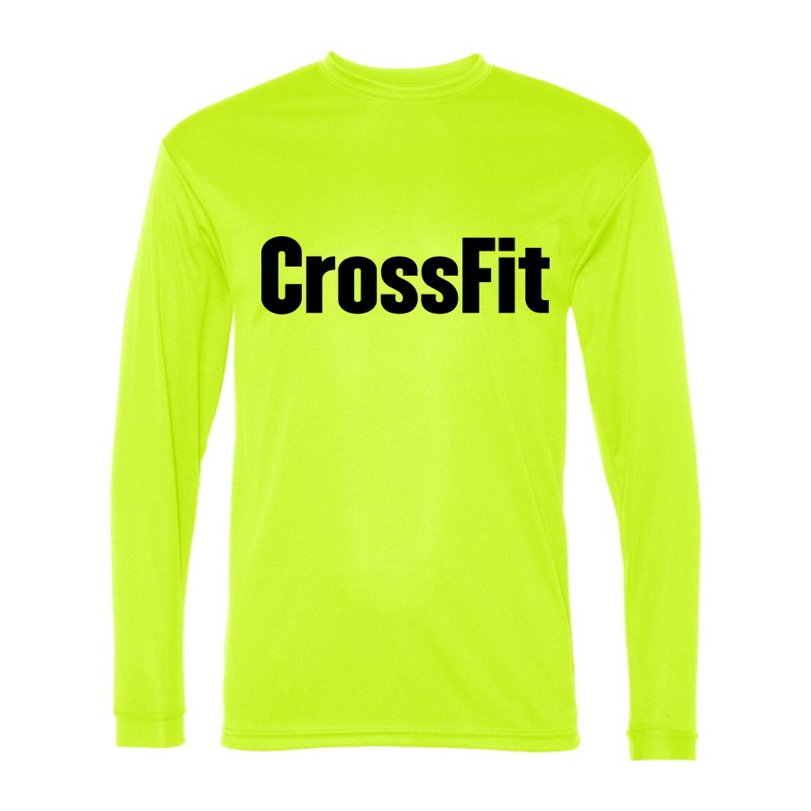 Men's CrossFit Polyester Long Sleeve T-Shirt - Safety Yellow