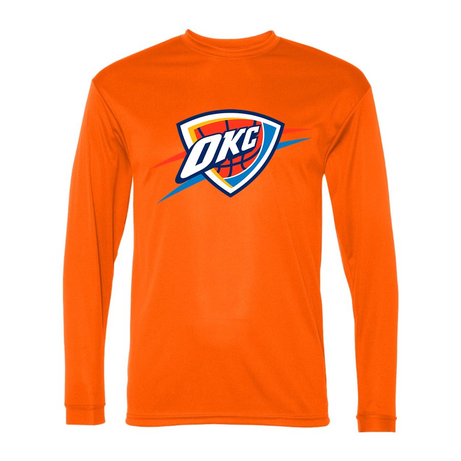 Men's Oklahoma City Thunder Polyester Long Sleeve T-Shirt - Safety Orange