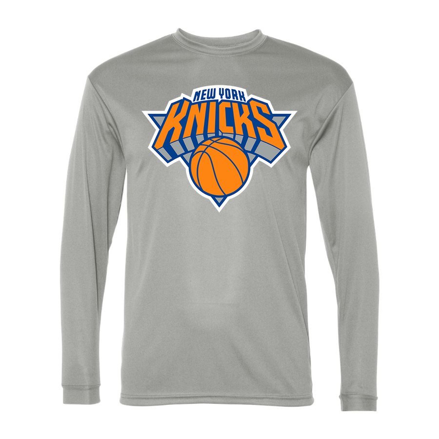 Men's New York Knicks Polyester Long Sleeve T-Shirt - Silver