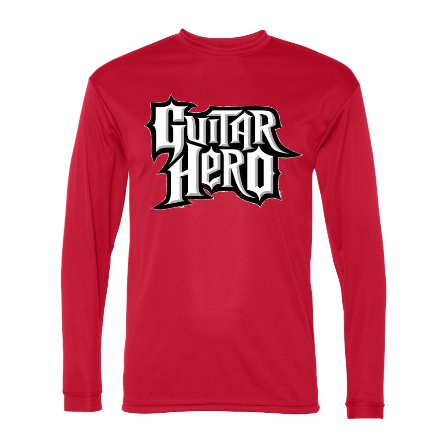 Men's Guitar Hero Polyester Long Sleeve T-Shirt - Red