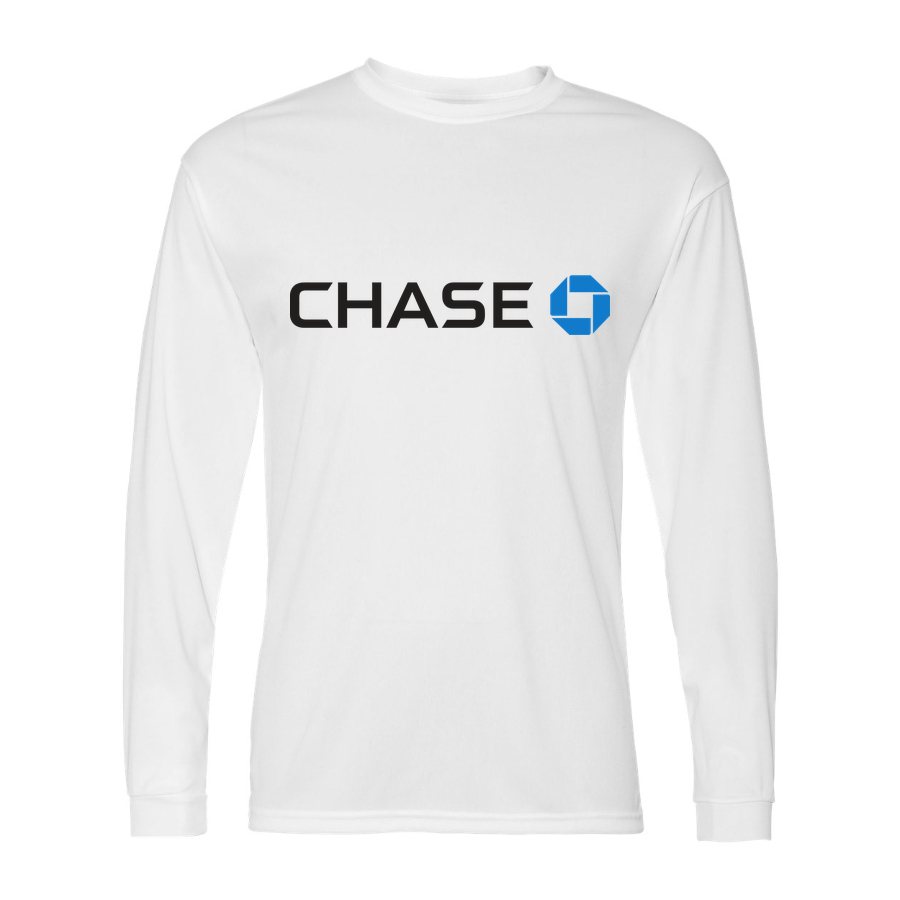 Men's Chase Black Logo Polyester Long Sleeve T-Shirt - White