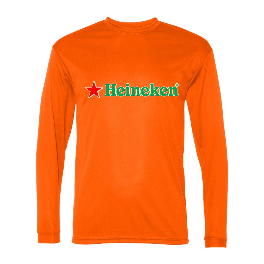 Men's Heineken Polyester Long Sleeve T-Shirt - Safety Orange