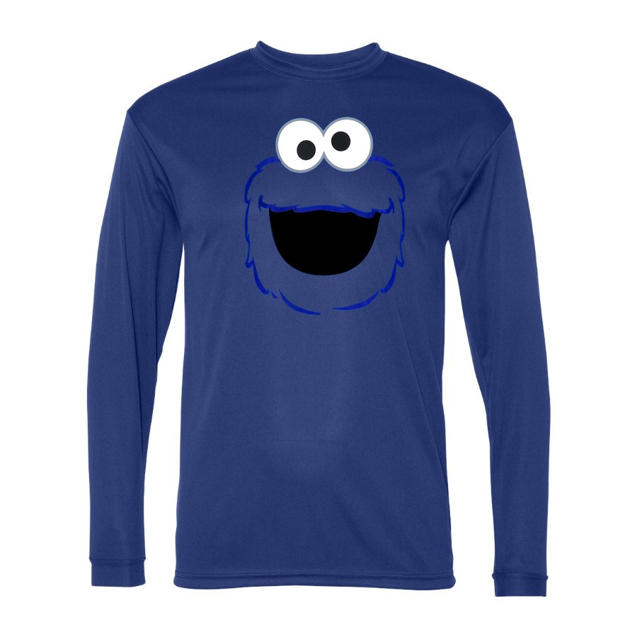 Men's Cookie Monster Polyester Long Sleeve T-Shirt - Royal Blue