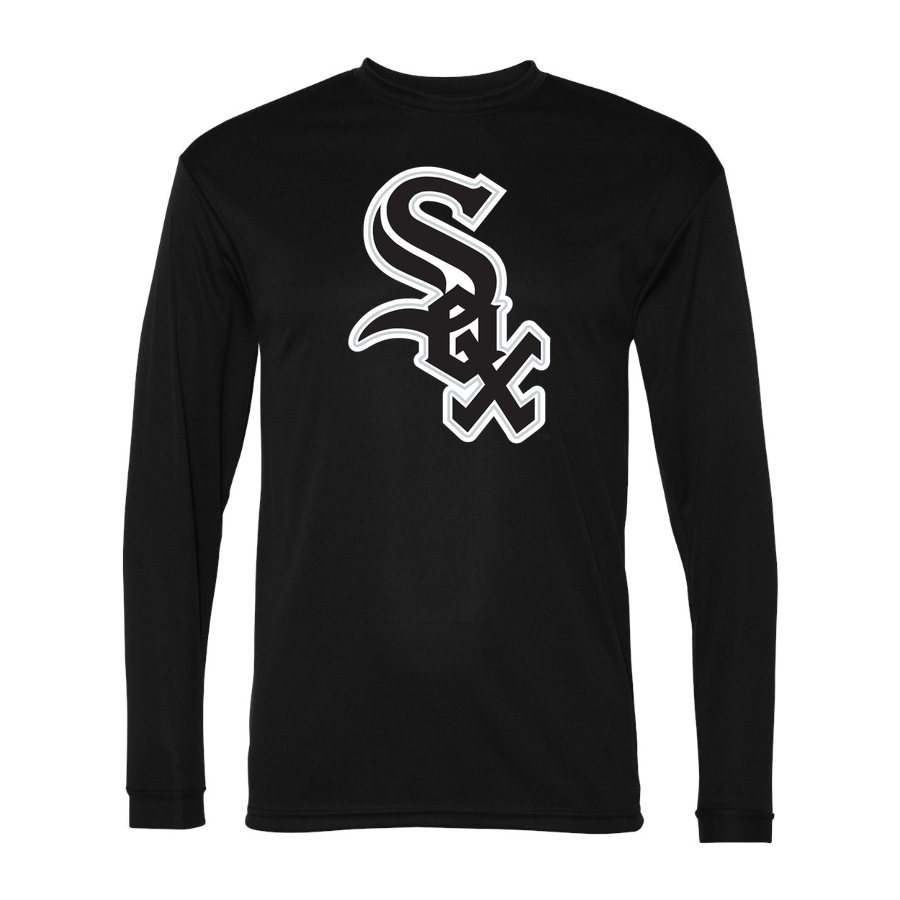 Men's Chicago White Sox Polyester Long Sleeve T-Shirt - Black