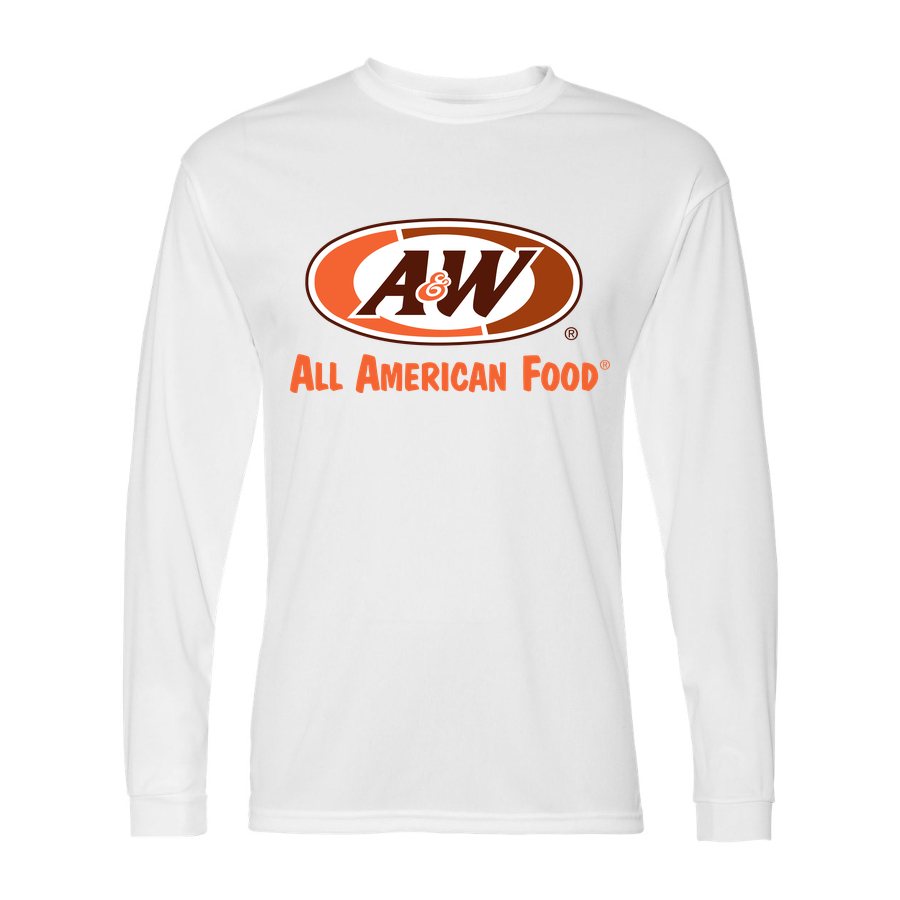 Men's A&W Polyester Long Sleeve T-Shirt - White