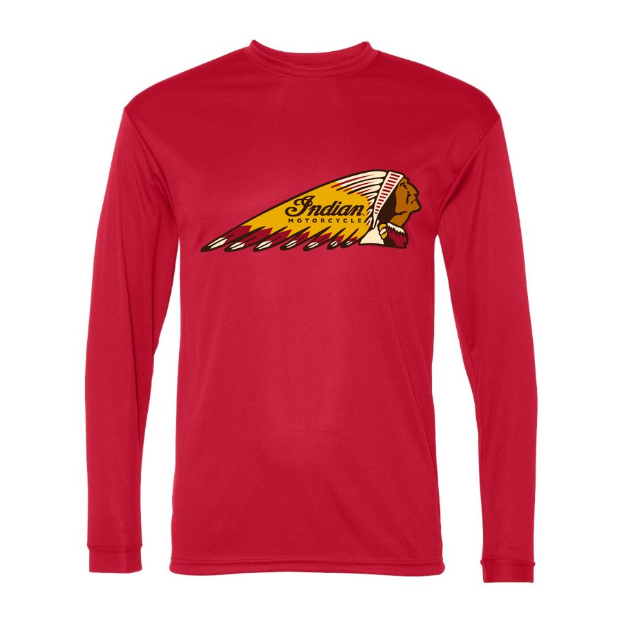 Men's Indian Motorcycle Polyester Long Sleeve T-Shirt - Red