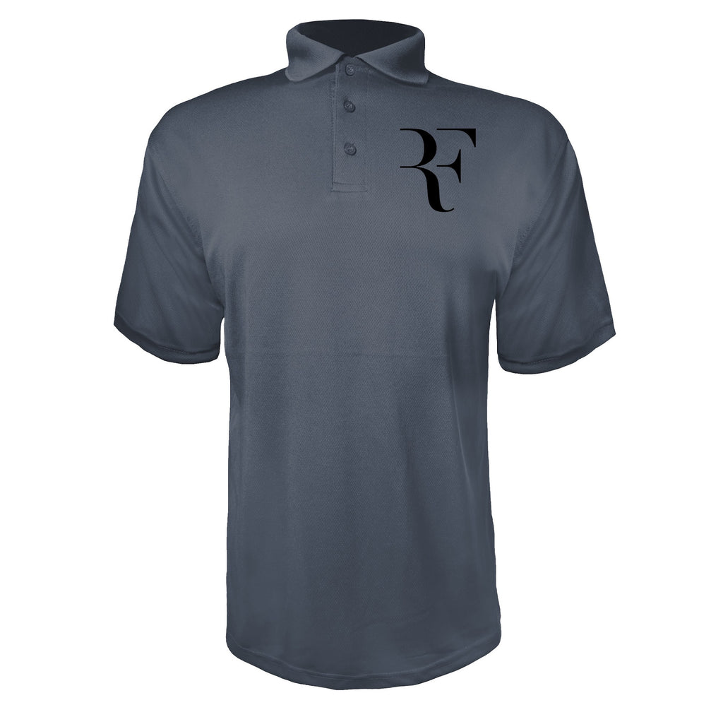 Roger Federer logo black Charcoal polyester polo