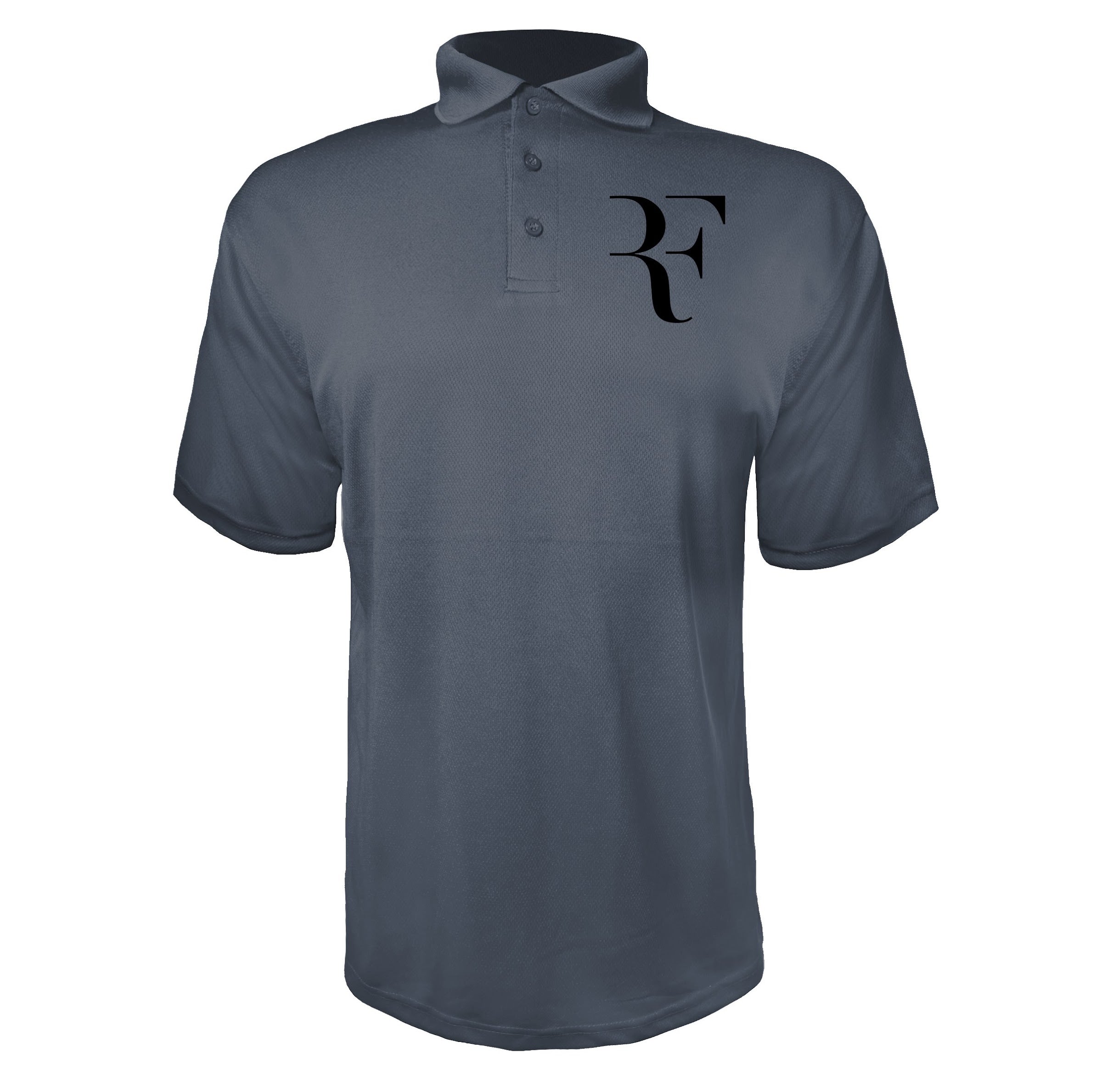 Roger Federer logo black Charcoal polyester polo