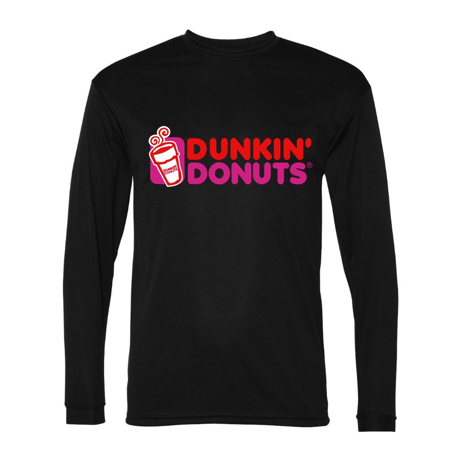Men's Dunkin' Donuts Polyester Long Sleeve T-Shirt - Black